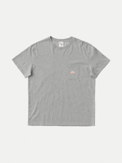 Nudie Jeans Leffe Pocket Tee Greymelange Men's Organic T-shirts Medium Sustainable Clothing
