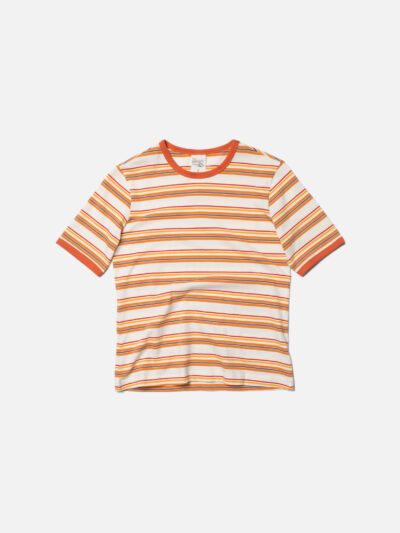 Nudie Jeans Lova Stripes Rusty Peach Women's Organic T-shirts X Small Sustainable Clothing
