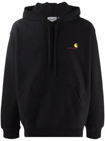 Carhartt WIP embroidered logo drawstring hoodie - Black