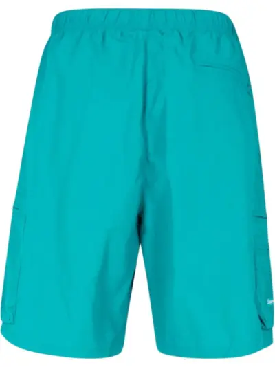 Supreme logo-patch cargo water shorts - Blue