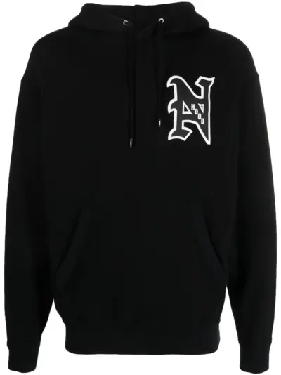 Neighborhood College logo-print hoodie - Black