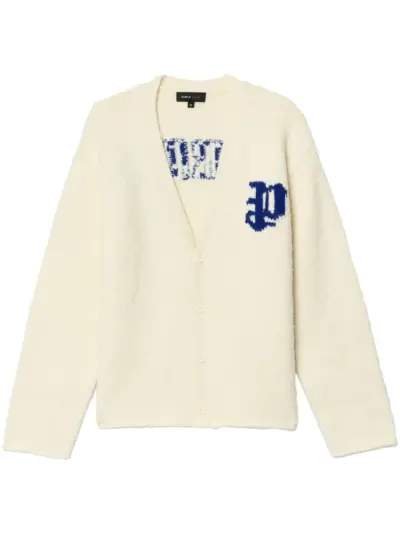 Purple Brand intarsia-knit logo cardigan - White
