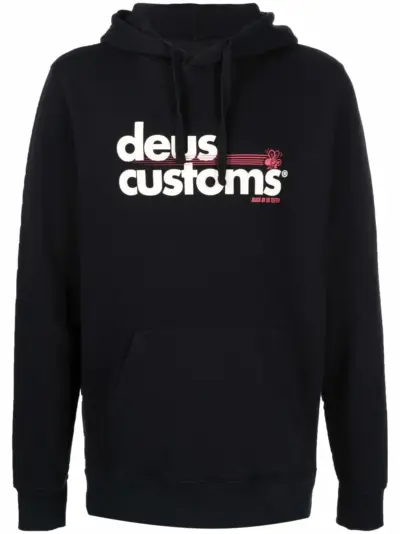 Deus Ex Machina logo-print drawstring hoodie - Black