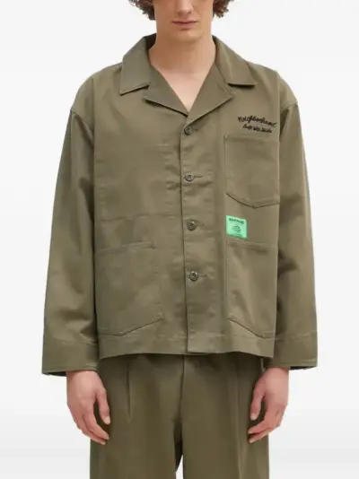 Neighborhood embroidered-logo patch-pocket jacket - Green