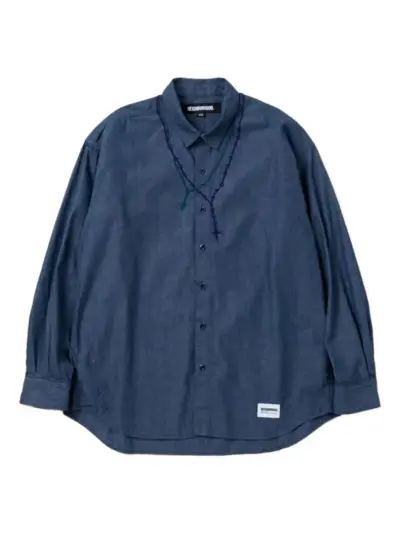 Neighborhood embroidered-rosary cotton shirt - Blue