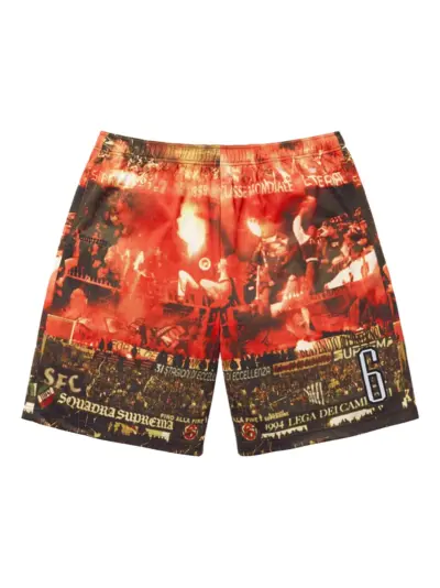 Supreme Vinci Por Noi soccer-print shorts - Orange