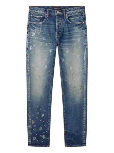 Purple Brand P005 Monogram Bling embroidered distressed jeans - Blue