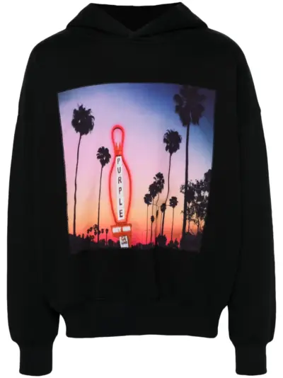 Purple Brand x Blue Sky photograph-print hoodie - Black
