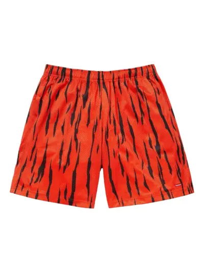 Supreme tiger-stripe mesh shorts - Red