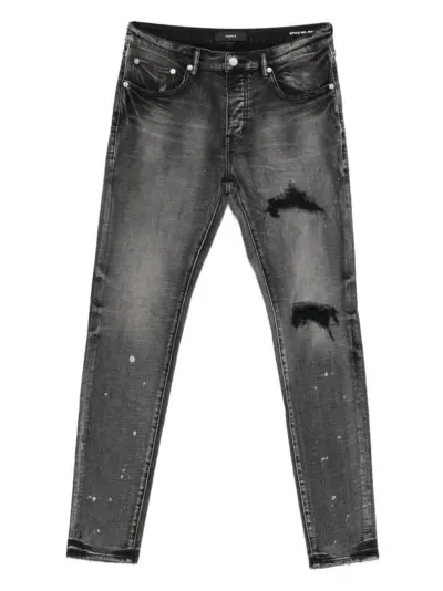 Purple Brand plaid-patch jeans - Black