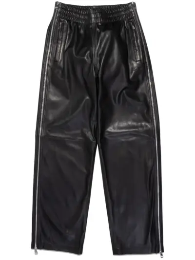 Purple Brand side-zip leather trousers - Black
