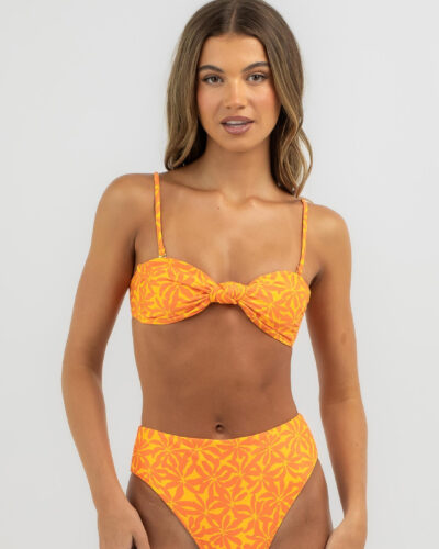 Rhythm Women's Allegra Knot Bandeau Bikini Top in Orange Size 06