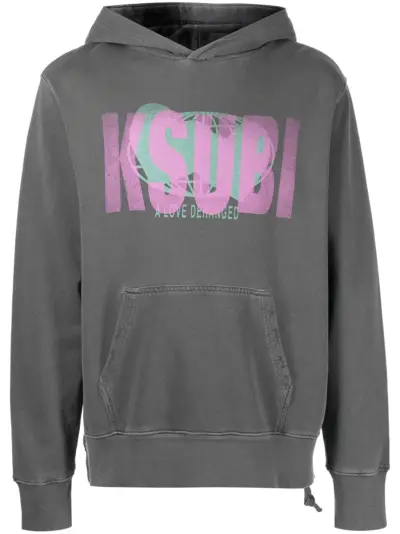 Ksubi Deranged Kash logo-print hoodie - CHARCOAL GREY