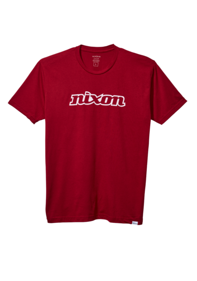 Nixon OG Script Short Sleeve Eco T-Shirt S - Cardinal / White