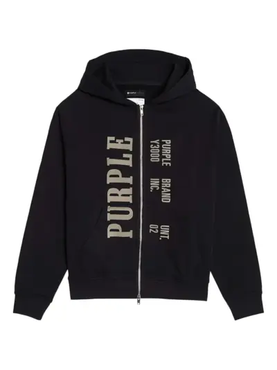 Purple Brand History two-way zip-up hoodie - Black