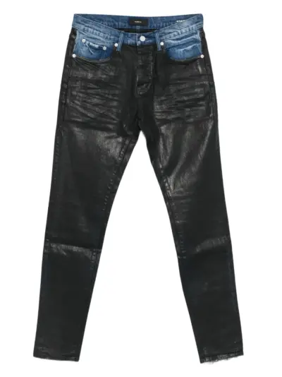 Purple Brand coated raw hem denim - Black