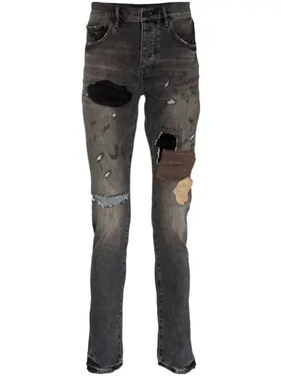 Purple Brand distressed patchwork skinny jeans - Black