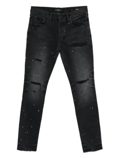 Purple Brand distressed splatter denim - Black