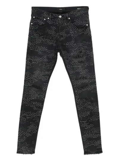 Purple Brand embellished distressed denim - Black