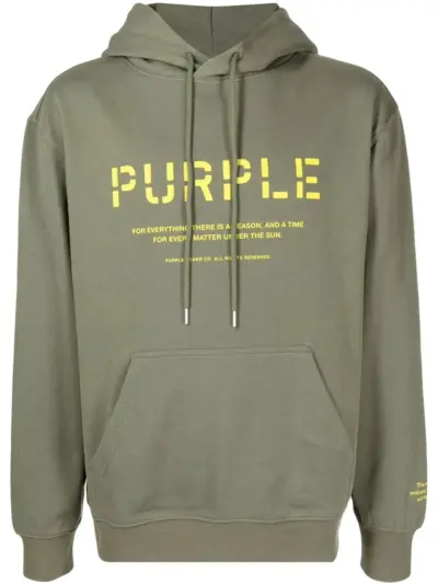 Purple Brand logo-print cotton hoodie - Green