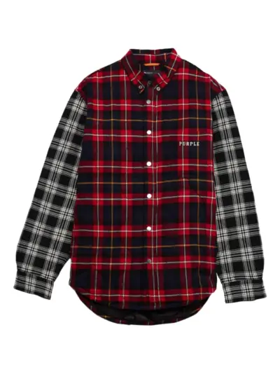 Purple Brand quilted plaid shirt jacket - Red