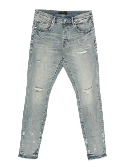 Purple Brand slashed paint jeans - Blue