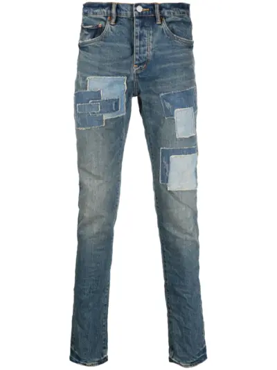 Purple Brand stonewashed patchwork mid-rise jeans - Blue