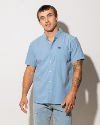 RVCA Men's That'll Do Stretch Shirt in Blue Size 2XL
