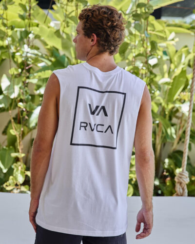 RVCA Men's Va All The Ways Muscle Tank Top in White Size XL