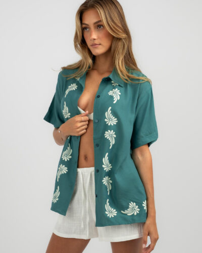 RVCA Women's Whirl Overshirt in Blue Size 06