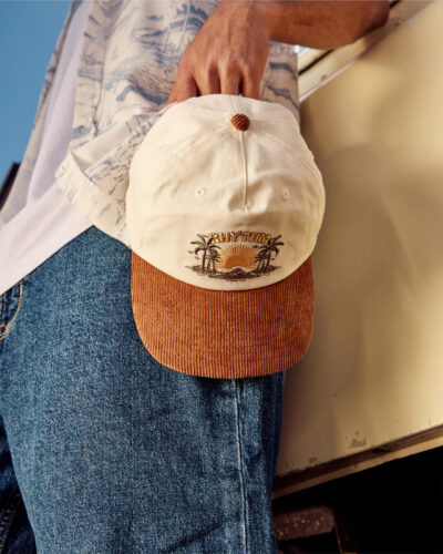 Rhythm Men's Sunset Palm Cord Cap in Cream