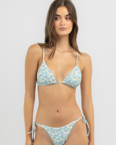 Rhythm Women's Sunburst Tie Side High Cut Bikini Bottom in Blue Size 10