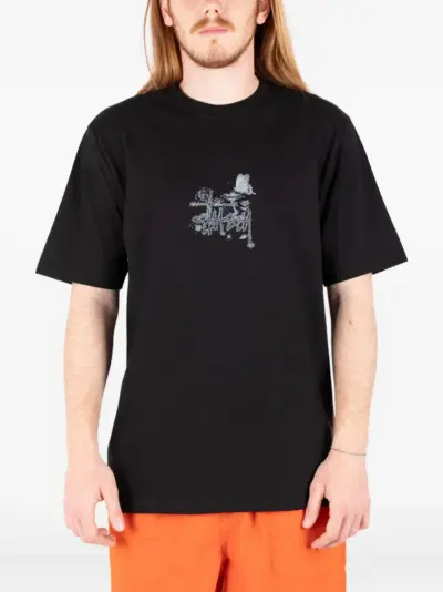 Stüssy floral butterfly printed T-shirt - Black