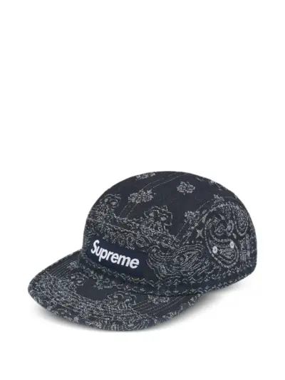 Supreme bandana-jacquard denim cap - Blue