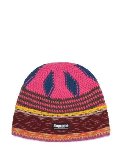 Supreme logo-patch beanies hat - Pink