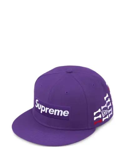 Supreme x New Era bones-motif logo-embroidery baseball cap - Purple