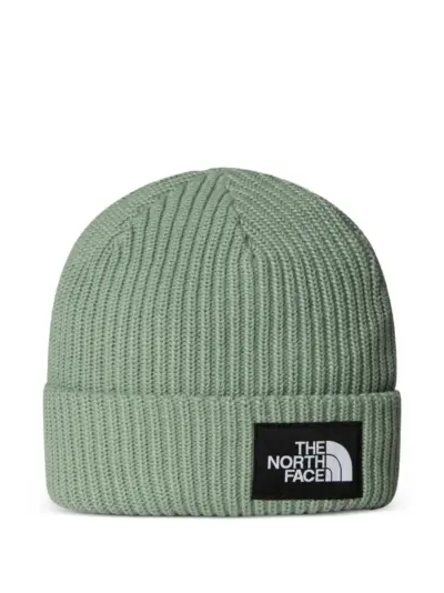 The North Face Kids ribbed logo patch hat - Green