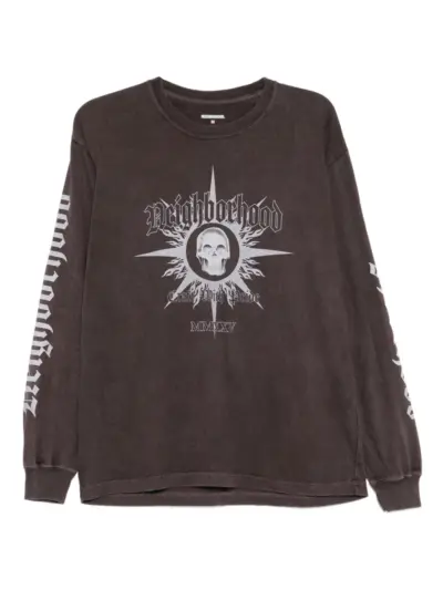 Neighborhood skull graphic T-shirt - Brown