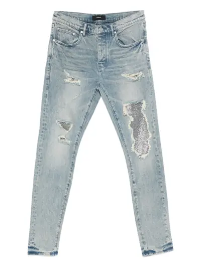 Purple Brand sequin-embellished denim jeans - Blue