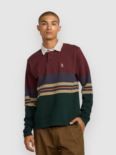 RVCA Harbor Long Sleeve Polo red earth