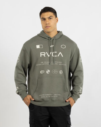 RVCA Men's Multi Icons Hoodie in Green Size XL