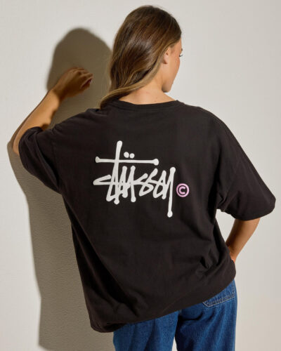 Stussy Women's Graffiti Lcb Relaxed T-Shirt in Black Size 14