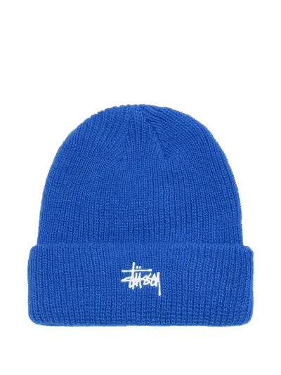 Stüssy logo-embroidered beanie hat - Blue