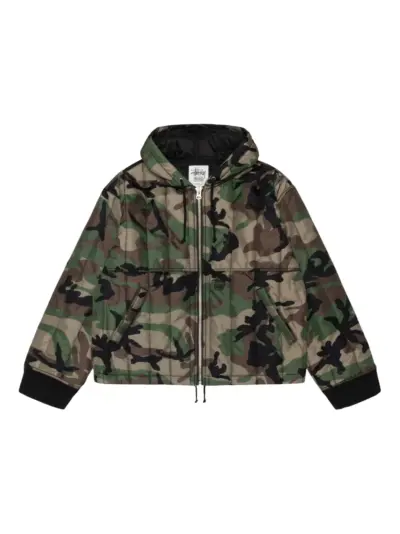 Stüssy quilted hooded jacket - Green