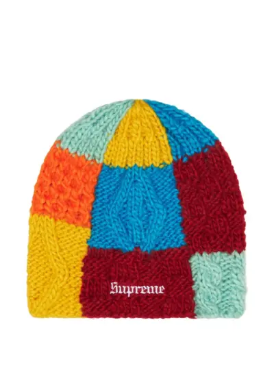 Supreme block knit beanie hat - Red