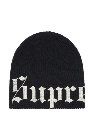 Supreme printed beanie hat - Black