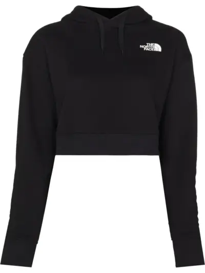 The North Face logo-print cropped hoodie - Black
