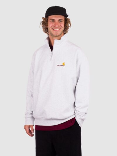 Carhartt WIP Half Zip American Script Half-Zip Sweater ash heather