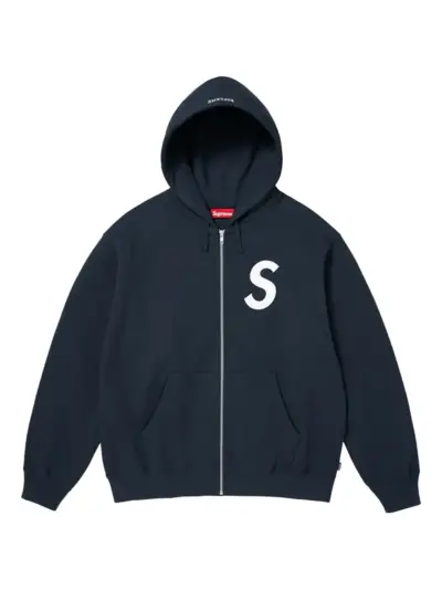 Supreme S logo zip-up hoodie - Blue