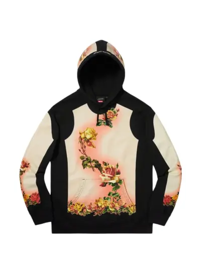 Supreme floral-print hoodie - Black